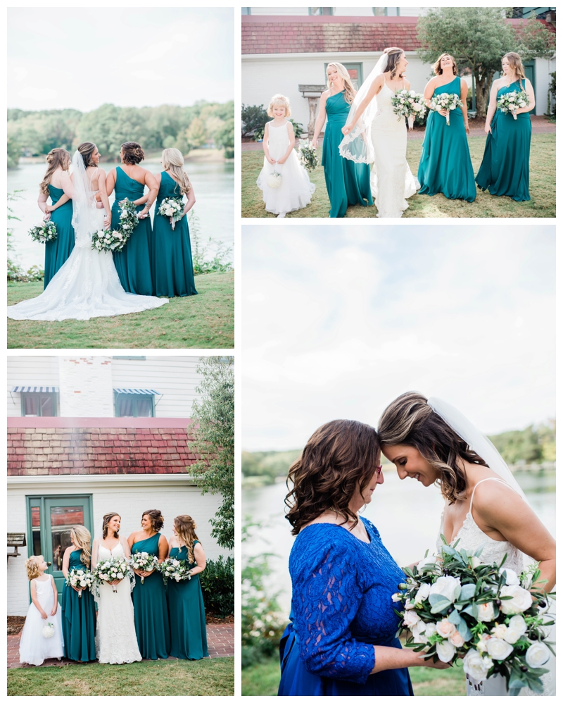 Bride and bridesmaids pose with rented, silk floral bouquets from Something Borrowed Blooms.