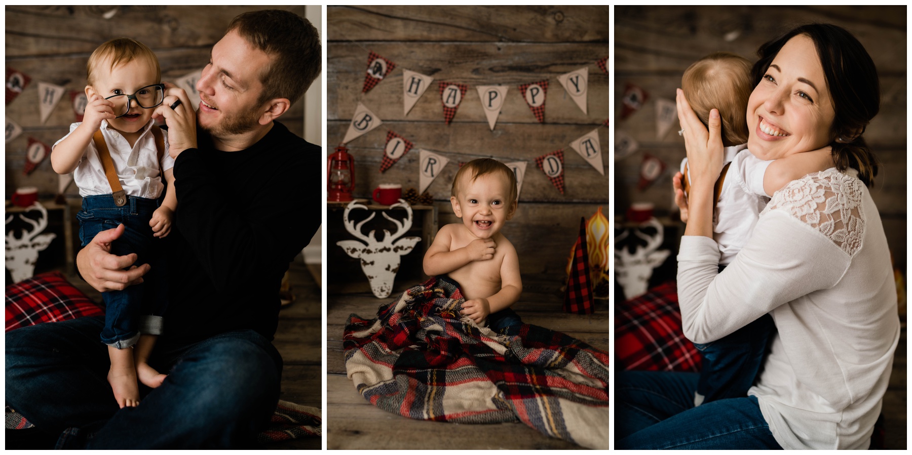 Mother and Father celebrate their one year old baby boy in Fort Myers woodland themed photoshoot.