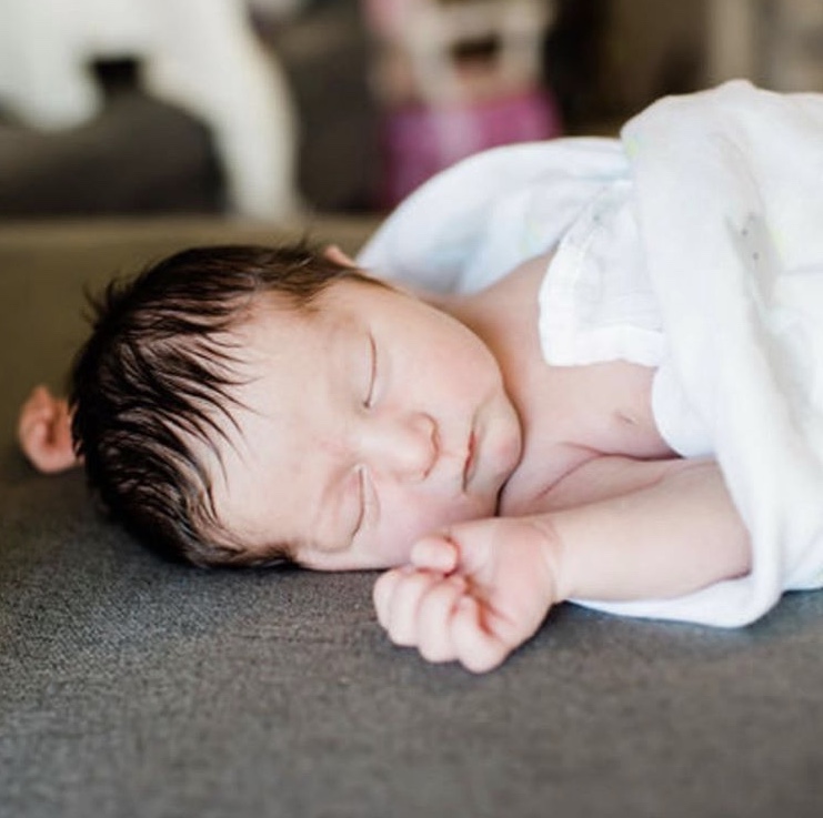 Newborn sleeps peacefully in newborn photo shoot in Fort Myers, Florida.