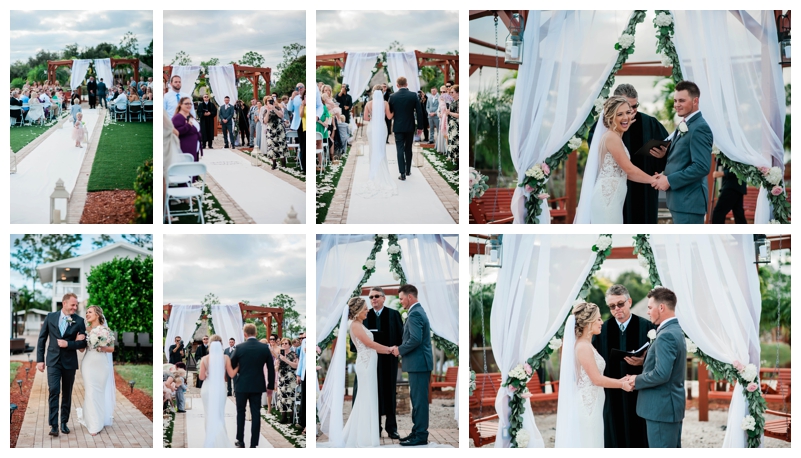Bride and groom stand in outdoor garden ceremony in Bonita Springs, Florida.
