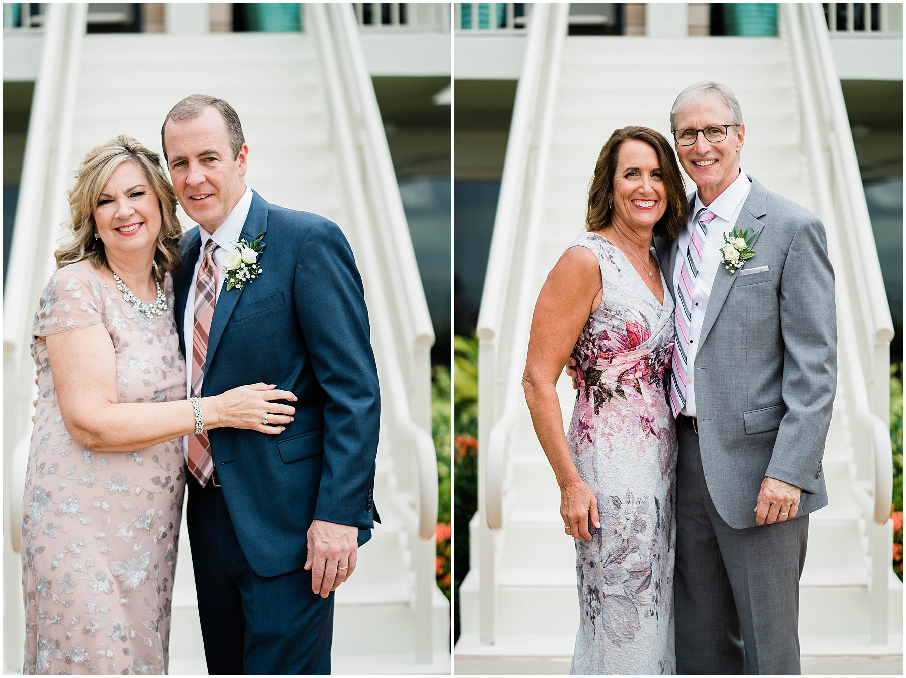 Parents of the bride and groom smile on wedding day at JW Marriott Marco Island in Florida.