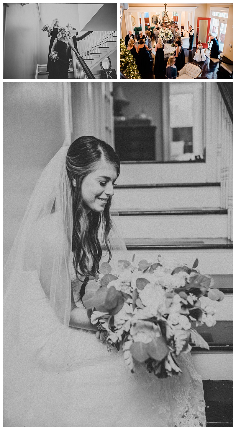 Black and white bridal portrait of garden bride on Florida wedding day