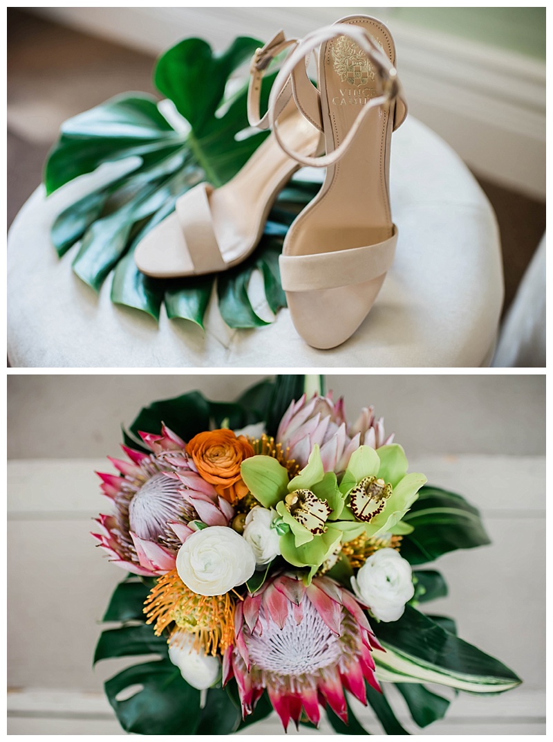 Vince camuto bridal heels & tropical bridal bouquet