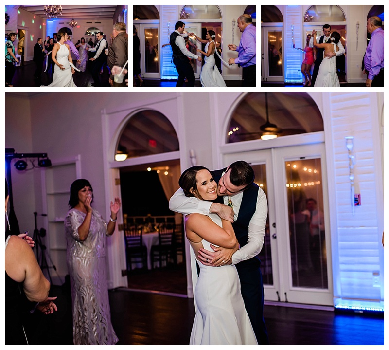 Bride and groom dance and celebrate their marriage on Southwest Florida wedding day