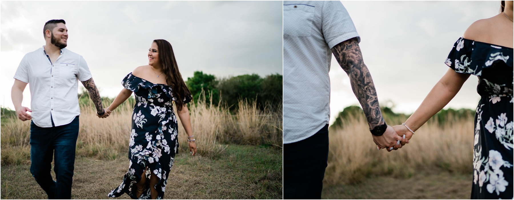 Fort Myers engaged couple holds hands during engagement session