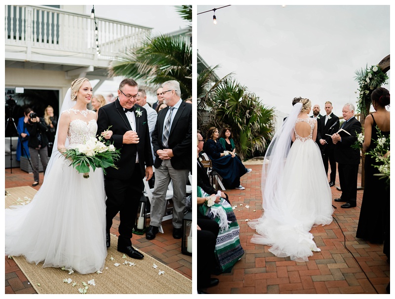 Bride and father of the bride walk down aisle on Southwest Florida wedding day