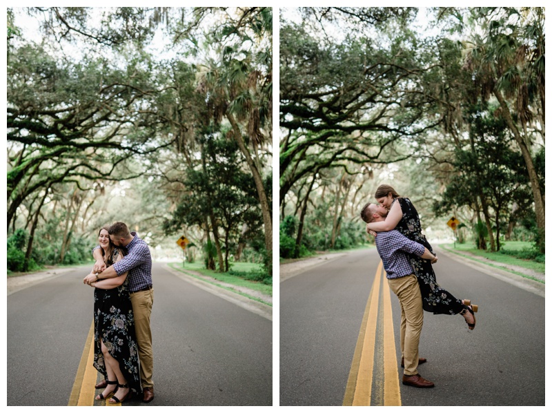 engaged couple embraces surrounded by willow trees during Southwest Florida photoshoot