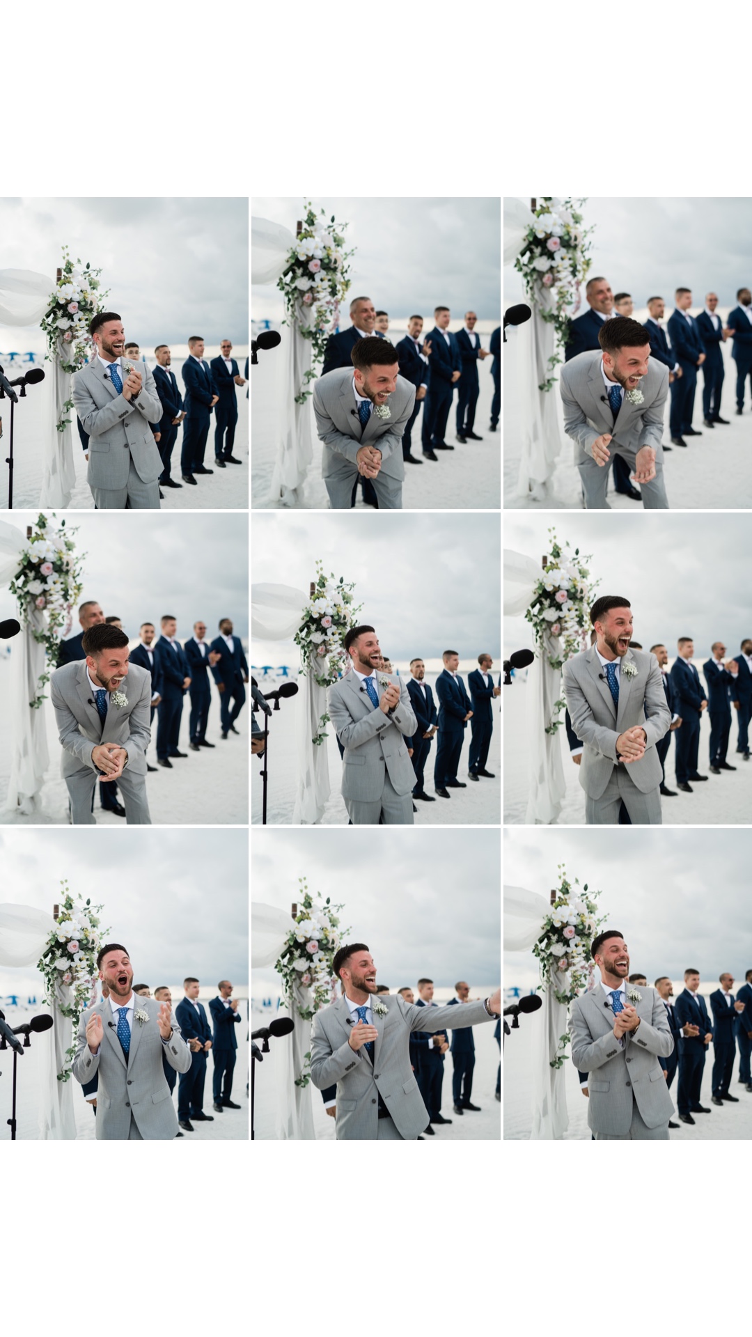 Groom reaction as he watches his bride walk down the aisle