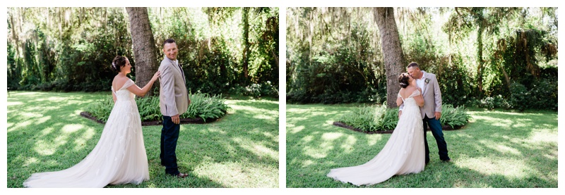 Southwest Florida bride and groom kiss during first look