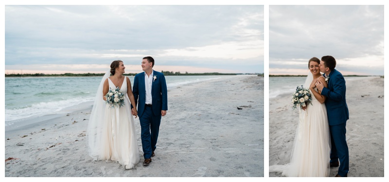 Bride and Groom embrace on the beach during destination wedding in Southwest Florida