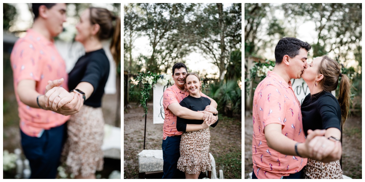 couple embraces during Southwest Florida engagement photos