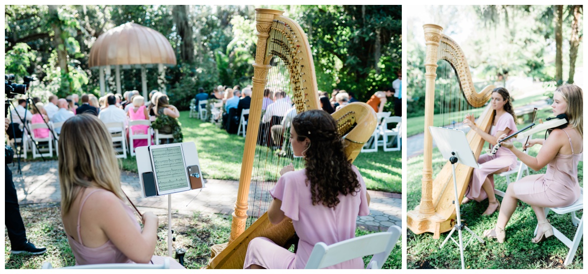 Jade Strings harpists perform at Shangri-La Springs in Fort Myers, Florida wedding
