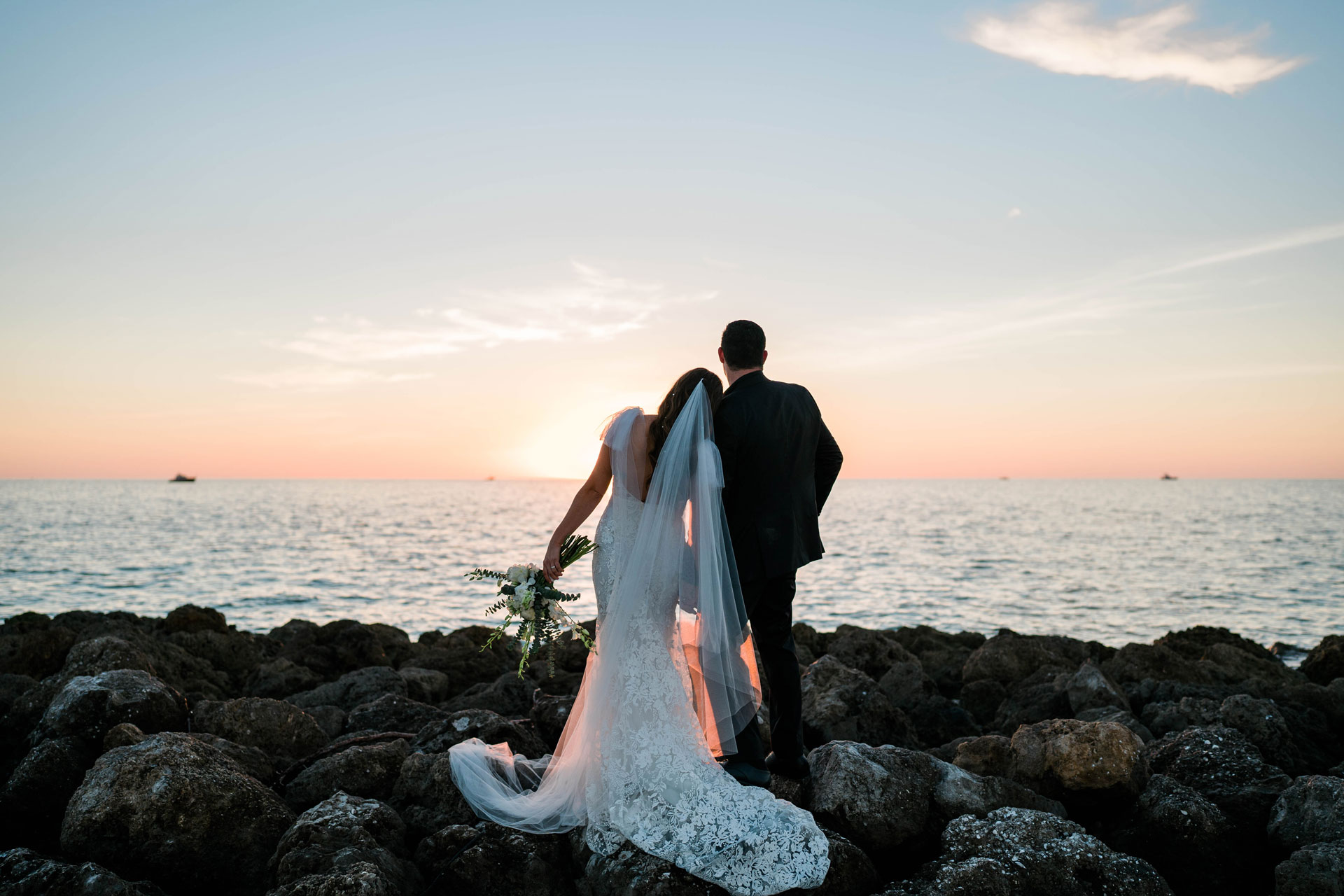 Florida sunset wedding portraits