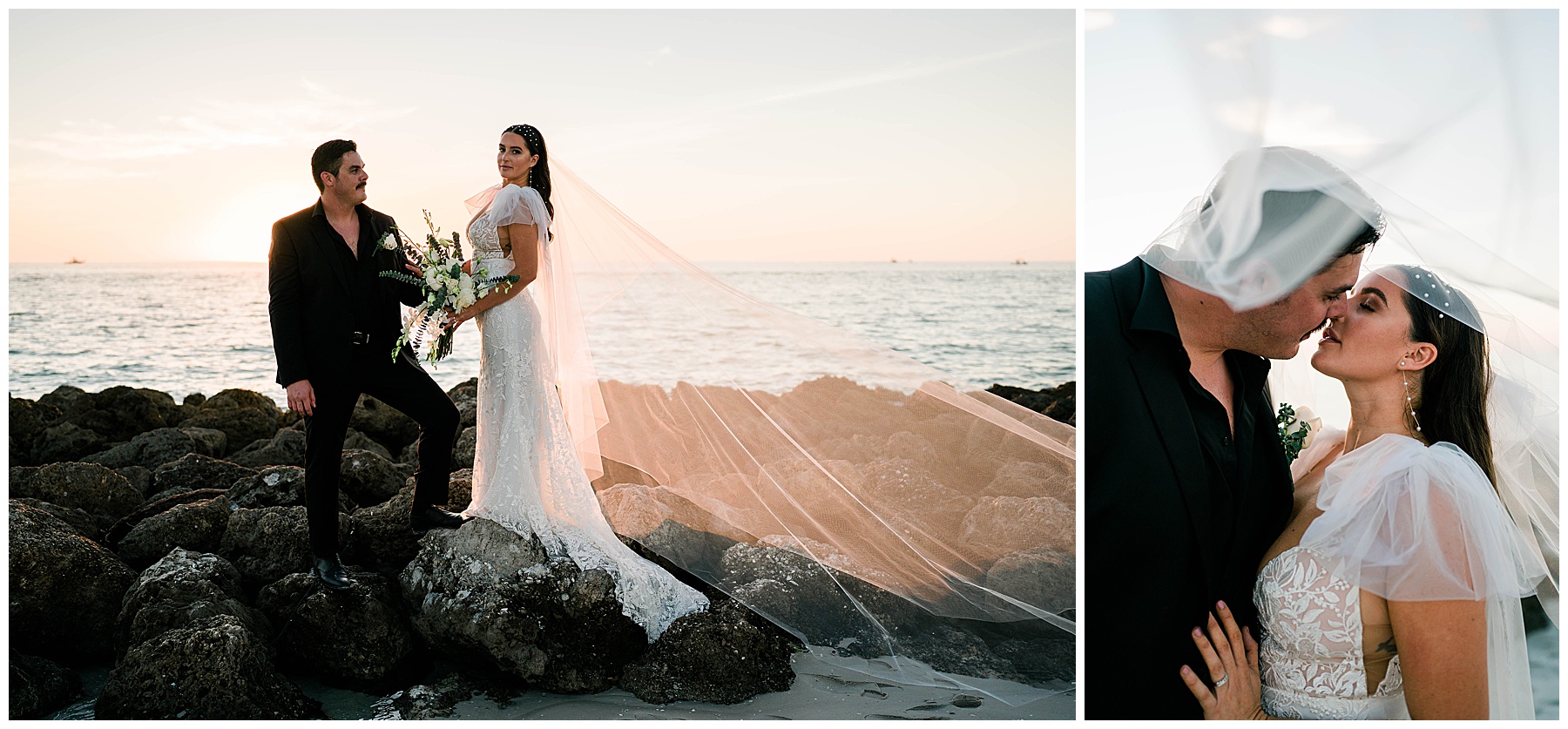 Florida sunset bride and groom portraits