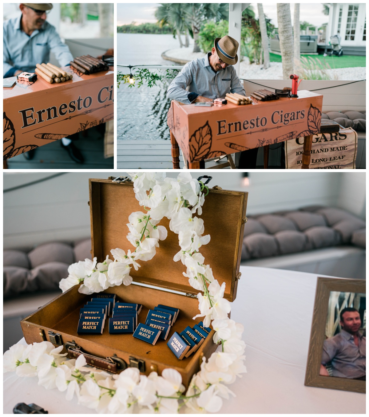 Wedding Guest Experiences cigar roller at Fort Myers wedding photographed by Fort Myers wedding photographer
