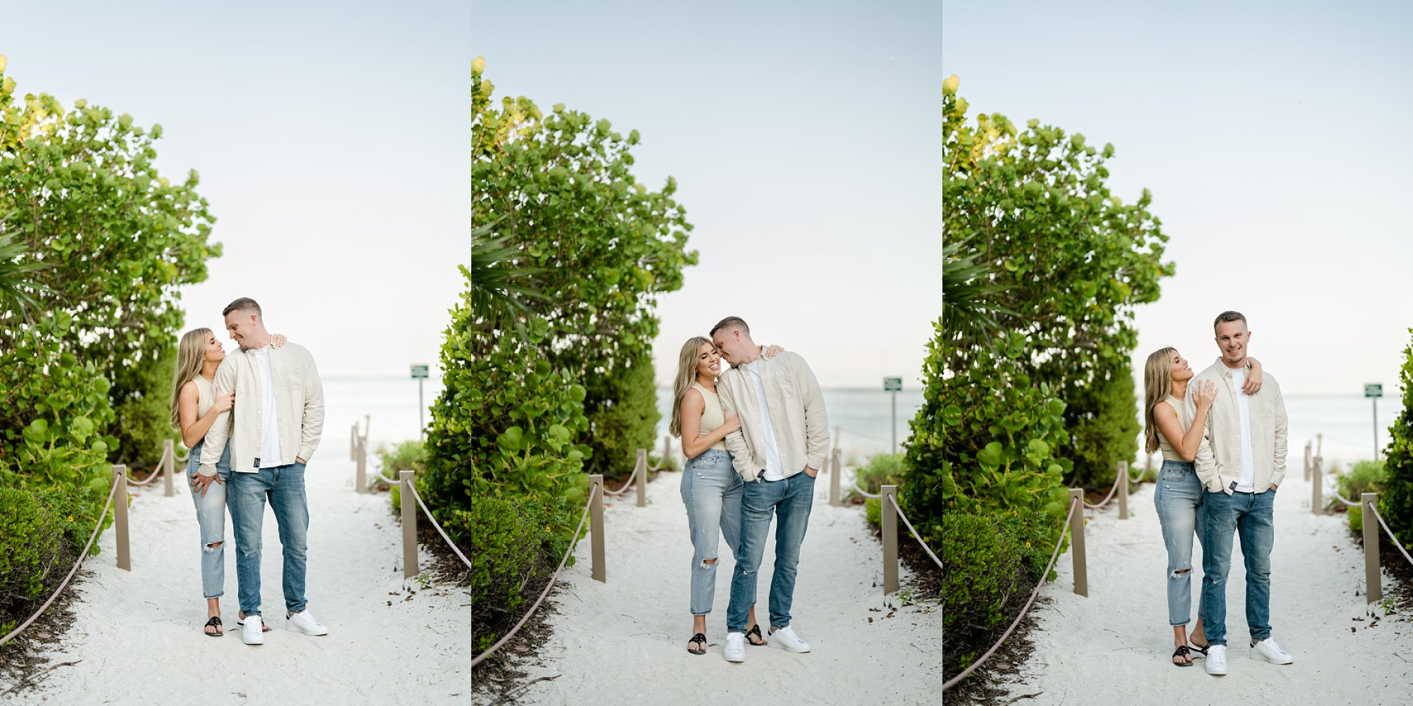 Southwest Florida engagement photographs. Couple embraces on the beach
