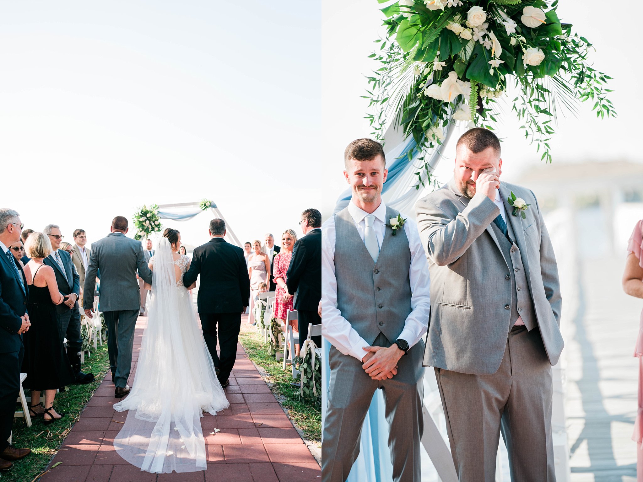 Bride walks down aisle as groom cries tears of joy on Southwest Florida wedding day