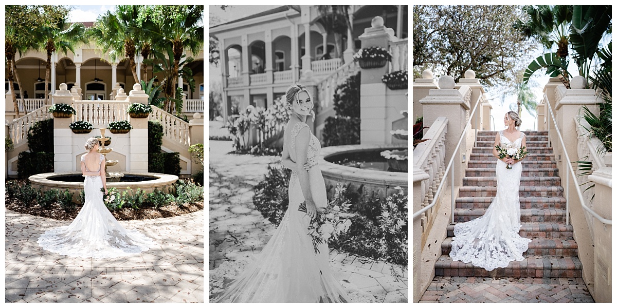 Bride smiles during bridal portraits on Naples country club wedding day