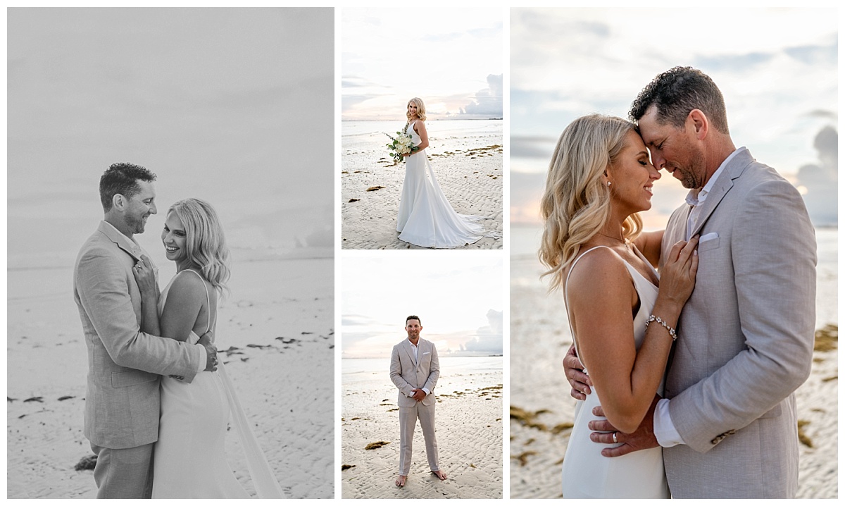 Fort Myers beach bride and groom embrace during sunset