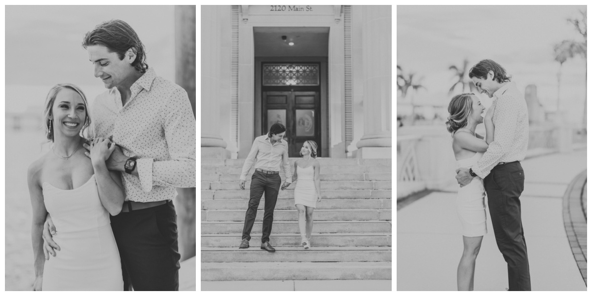 Southwest Florida wedding photographer photographs engagement session in downtown Fort Myers