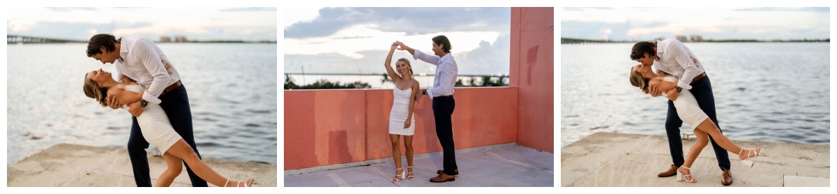 Southwest Florida wedding photographer photographs engagement session in downtown Fort Myers