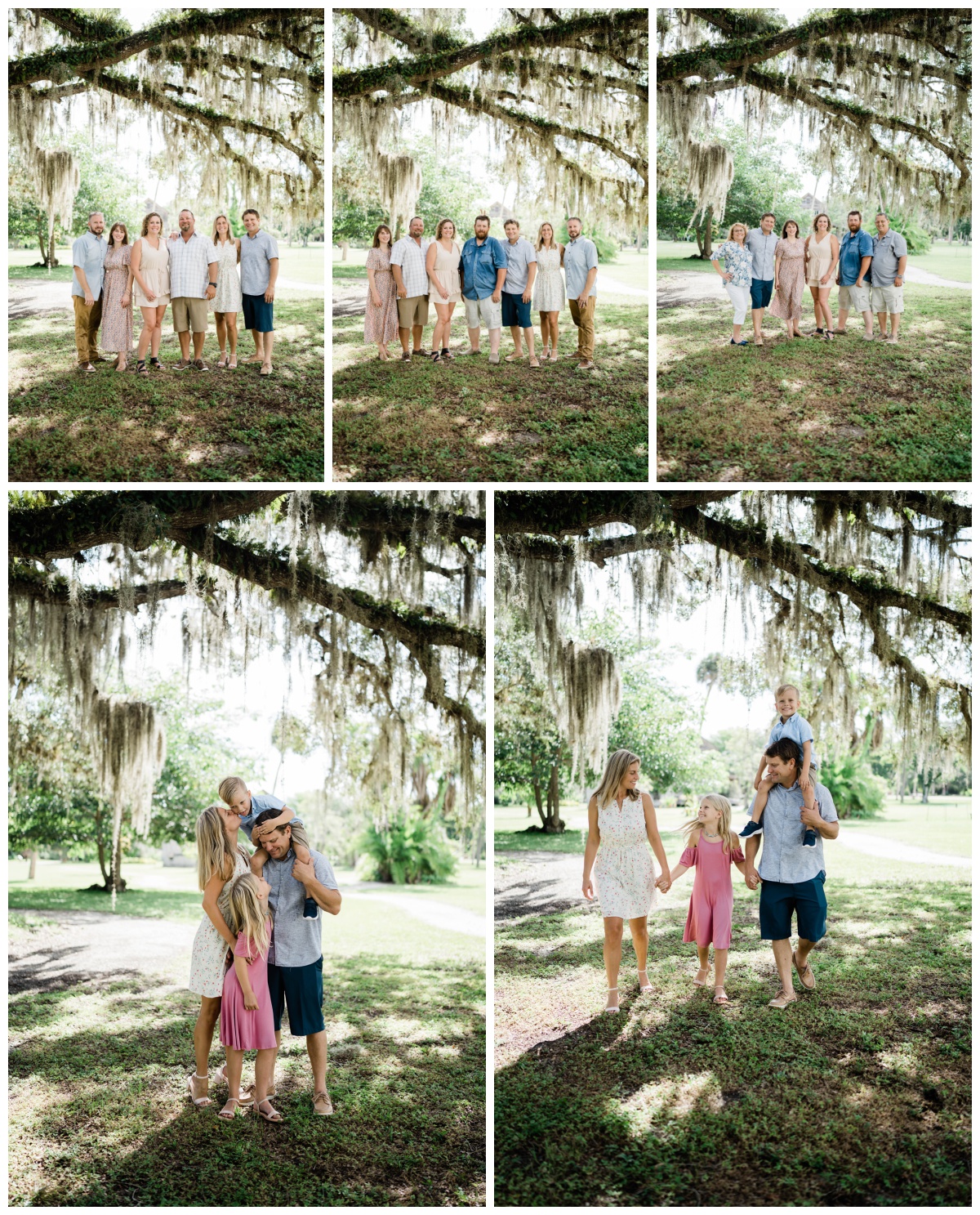 family stands under gorgeous Florida foliage photographed by Fort Myers Family photographer 