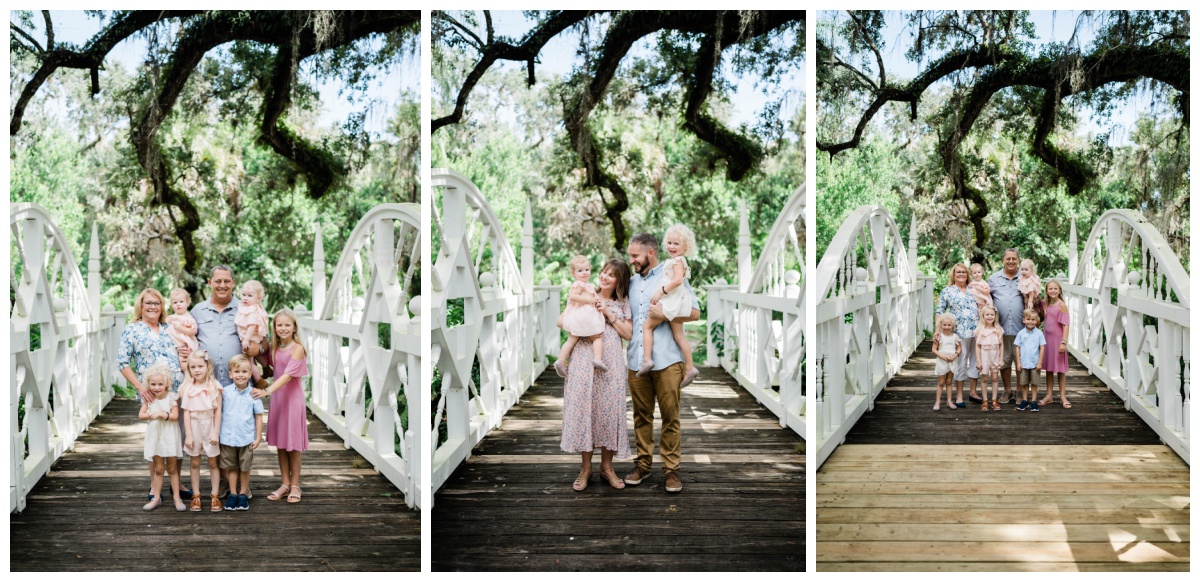 family stands under gorgeous Florida foliage photographed by Fort Myers Family photographer 