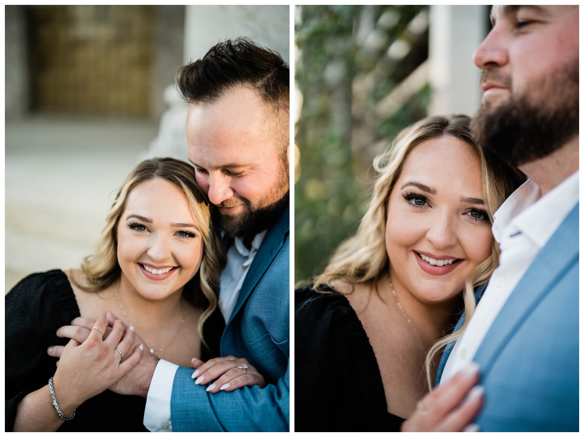 Fort Myers photographer photographs engaged couple as they embrace and smile