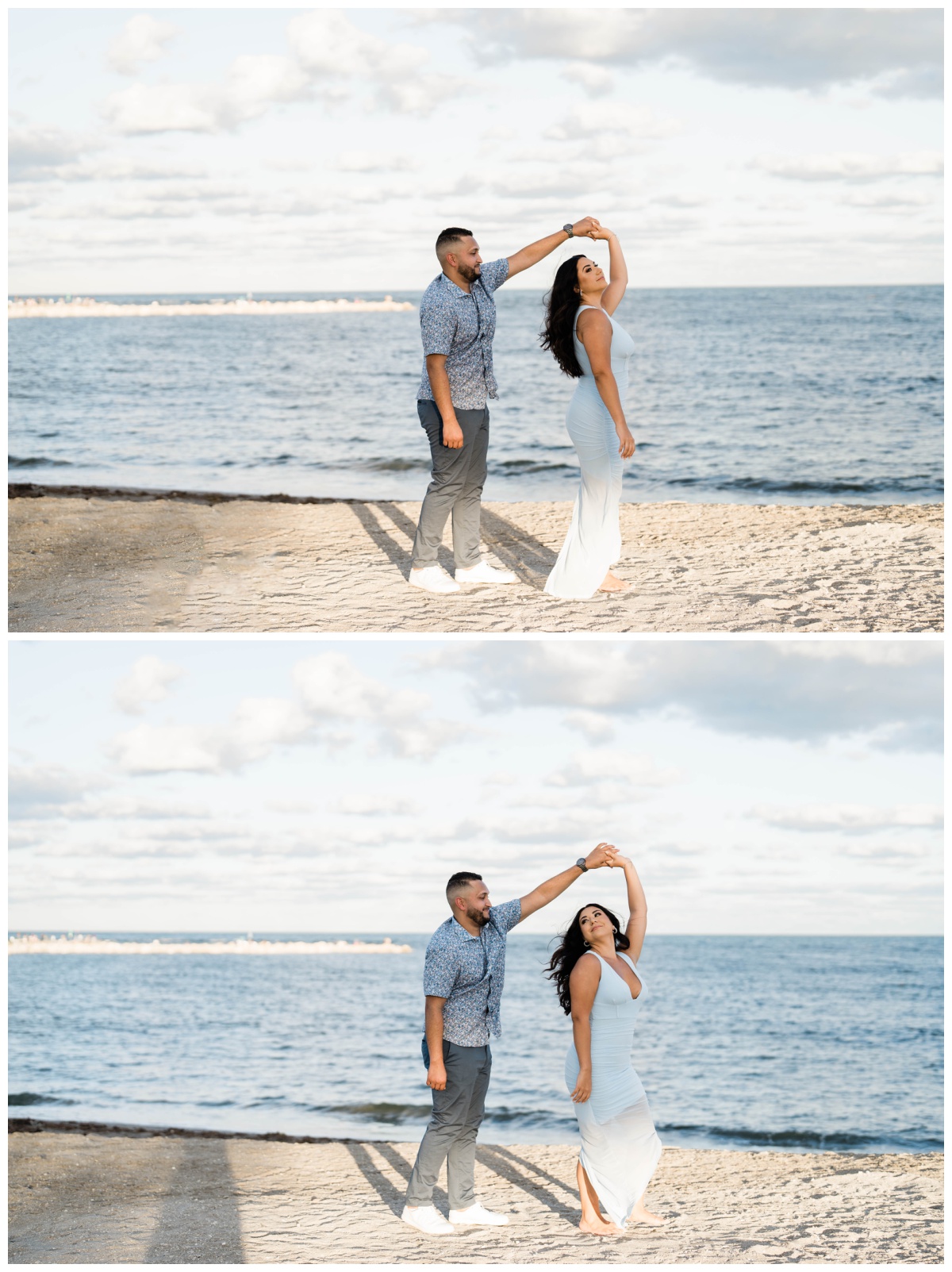 Engaged couple dances on the beach in Fort Pierce, Florida