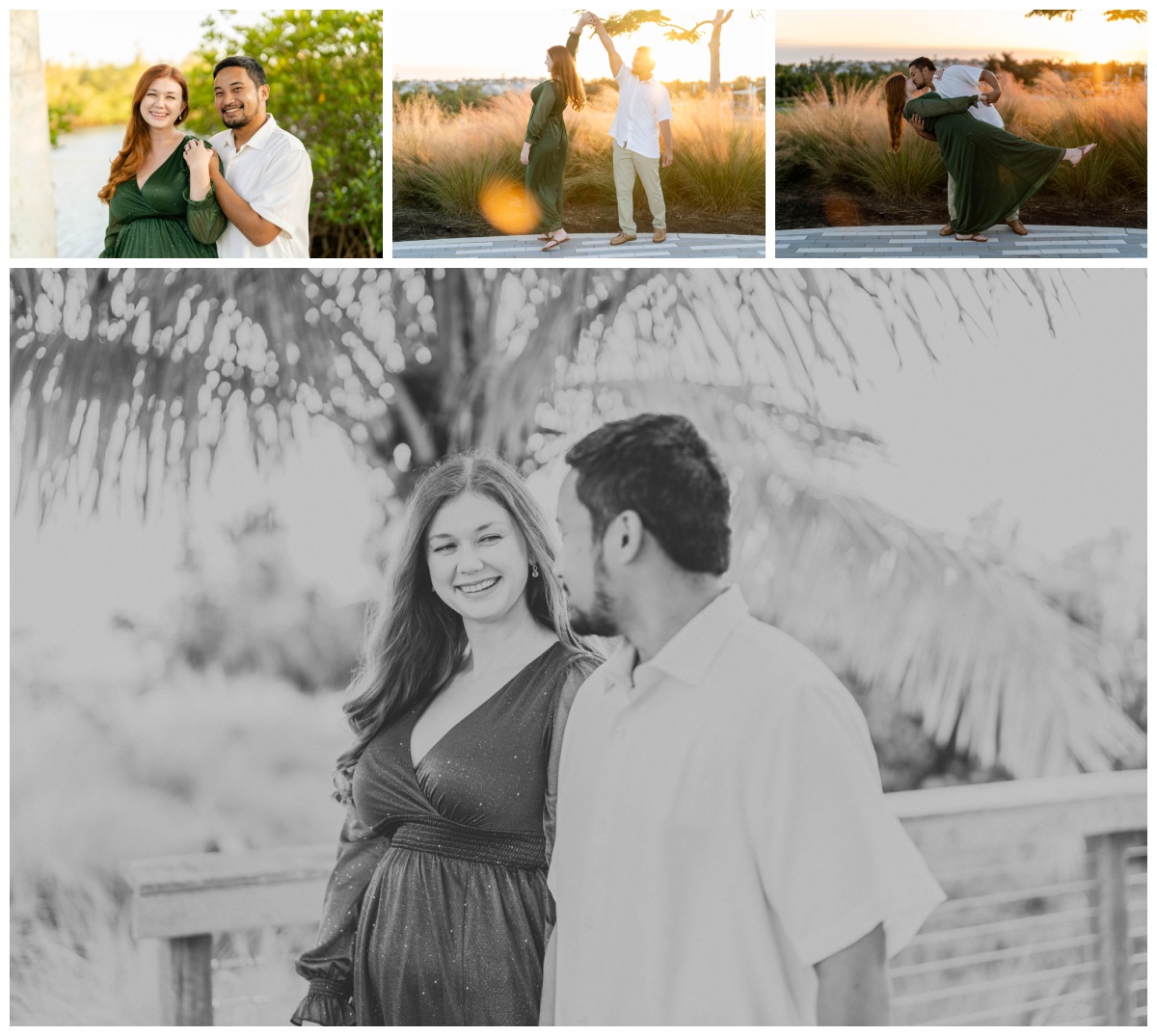 engaged couple smiles at one another during photoshoot by Naples engagement photographer