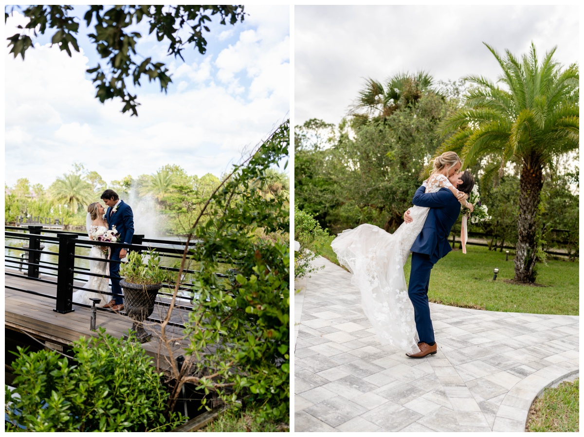 bride and groom embrace at luxury Fort Myers wedding day